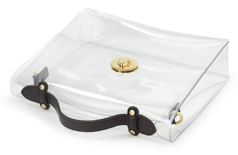 Hoxis Clear Bag with Turn Lock Closure Women's Cross Body Handbags Stadium Approved (Black) - Image 3